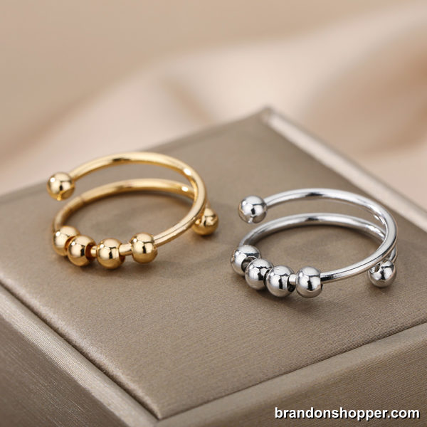 Adjustable Stainless Steel Spinner Anxiety Ring